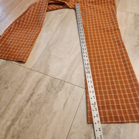 Versona Modern Bootcut Pants Sz: 8 NWT Orange Plaid Hippie 70s Hi Rise - Picture 15 of 16